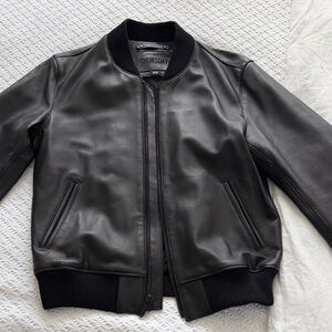 Thursday Black Leather Bomber Jacket